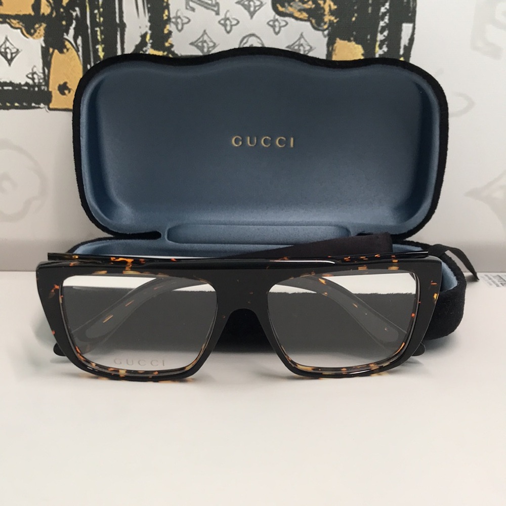 New Authentic Gucci Tortoiseshell Square Glasses GG1040o 002 - Picture 11 of 14